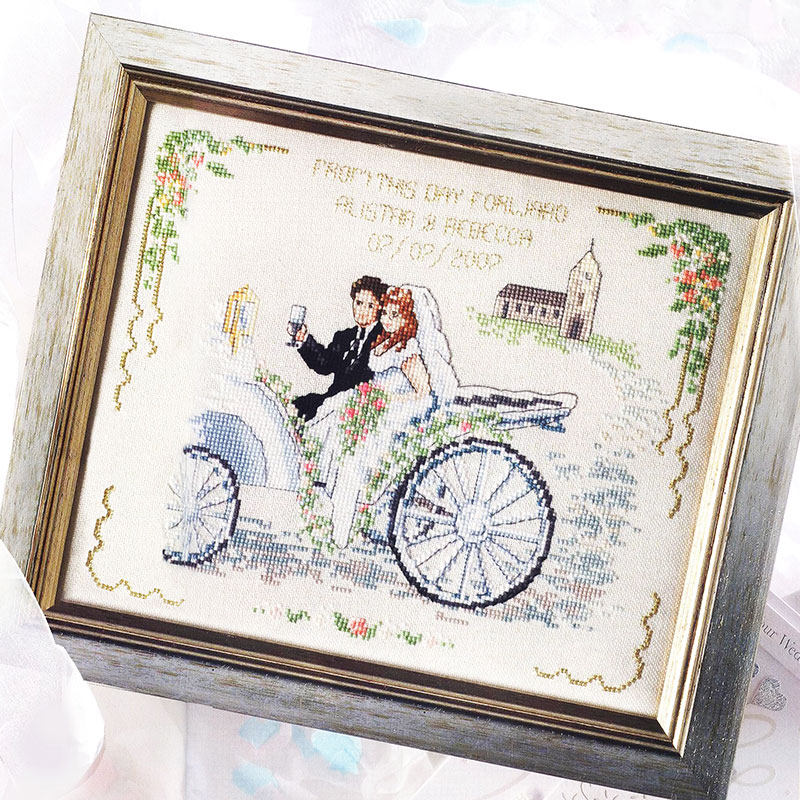 精准印花套件小小鱼DMC十字绣线 Col146-2幸福婚礼 欧式典礼花车