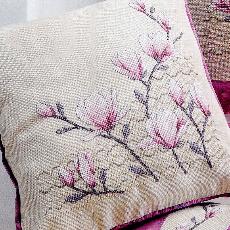 白色绣布 小小鱼ANC十字绣线 Col194-5静放的木兰 精准印花套件