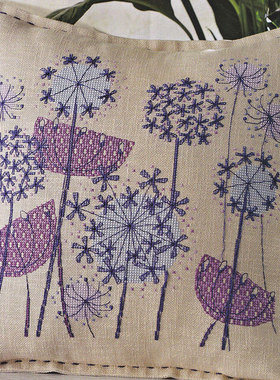 小小鱼ANC绣线十字绣套件 COL222-3紫色蒲公英 亚麻绣布DIY简约图