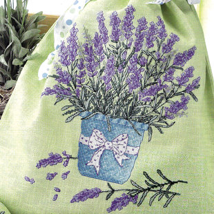 花卉植物浅绿绣布 2薰衣草插花 小小鱼DMC绣线十字绣套件 Col197