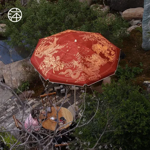 【设计师款】中国风龙凤吉祥太阳伞户外遮阳伞花园庭院大雨伞商用