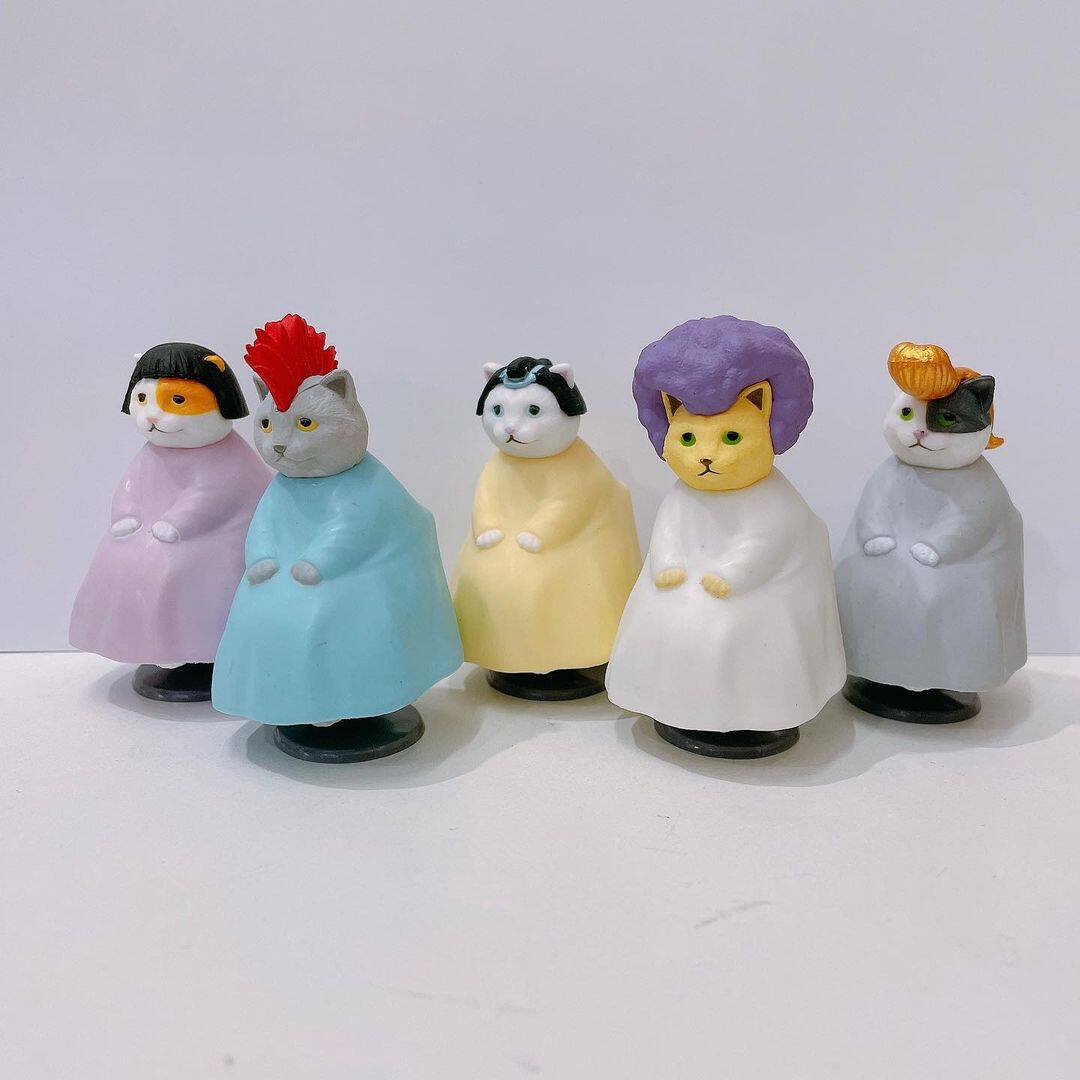 猫咪潮流发型理发店 日本 yell正版扭蛋爆炸头飞机头莫西干头摆件