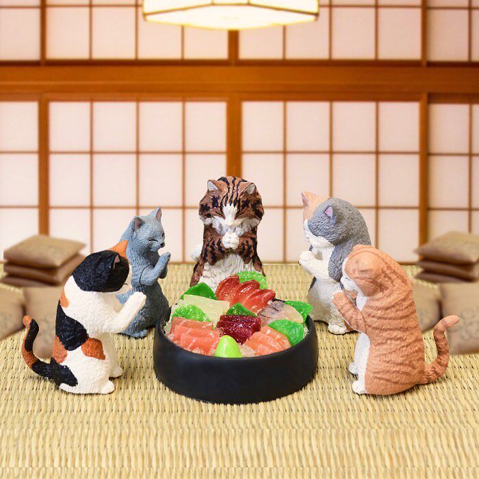 合掌祈福猫咪系列 日本 yell正版扭蛋猫拜动物摆件三花折耳猫