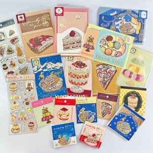 井上彩ayai联名限定 日本 active马卡龙天鹅酥便签贴纸贺卡文件夹