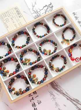 北京香灰琉璃手串古法吞金兽淄博多手链佛珠五彩本命年饰品珠子