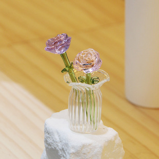 淄博琉璃花朵摆件花瓶插花仿真花束桌面装饰礼物玻璃车载饰品