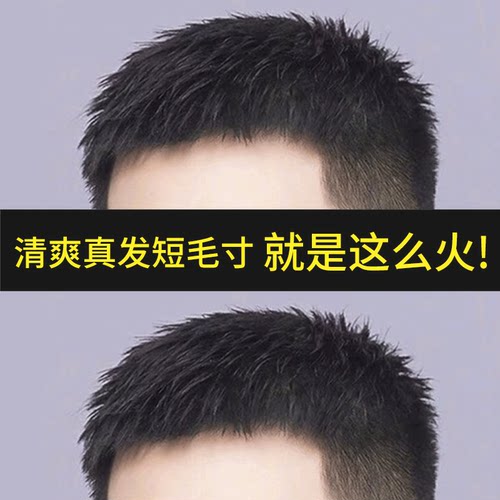 假发男短发假发片毛寸男士全真发男生遮头白发全头套男式头顶补发