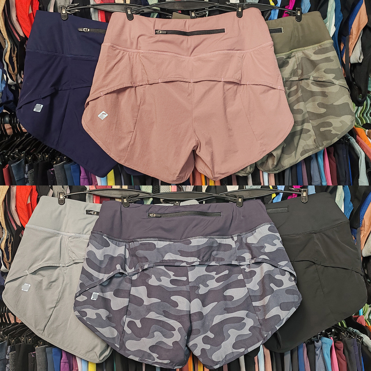 外贸运动短裤速干防走光高腰拉链口袋宽松日常休闲跑步瑜伽健身女