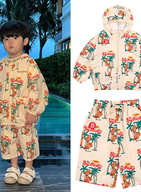 Babyking25年be新款儿童宝宝洋气个性韩版推荐满印小狗沙滩度假装