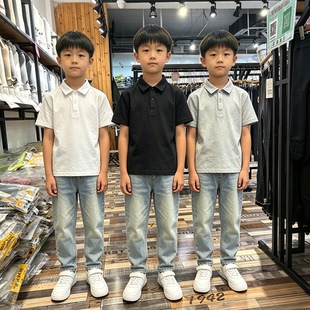 5896男女童皇冠刺绣Polo衫夏季纯棉短袖小中大童百搭休闲翻领上衣