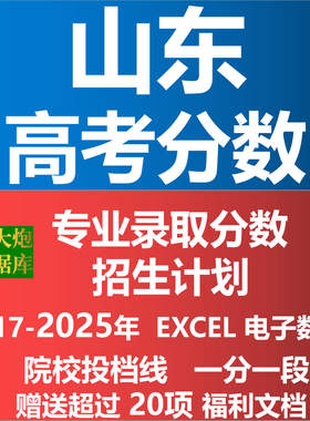山东省2025年高考志愿填报数据全国历年高校录取专业投档线Excel
