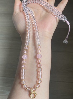 简约草莓晶万能扣珠链佛牌项链百搭吊坠 新款草莓晶6mm长度60左右