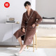系带居家服 开衫 睡衣秋冬季 纯棉夹层男睡袍加厚保暖薄棉晨袍中长款