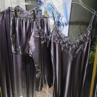 提升品位宅家好物分享真丝睡袍100桑蚕丝睡衣套装 家居服晨袍浴袍