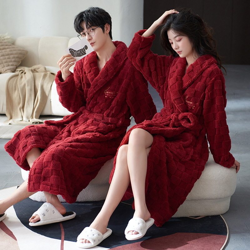 情侣睡袍秋冬季浴袍长款加绒加厚双面海岛绒男女款可外穿家居服,女士内衣/男士内衣/家居服,睡袍/浴袍,淘宝优惠券,粉丝福利购,淘宝优惠卷