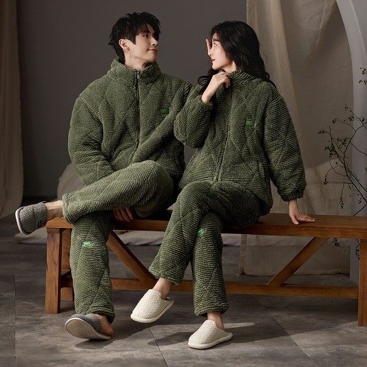 情侣睡衣一整套简约珊瑚绒加绒加厚长袖立领保暖舒适家居服可外穿,女士内衣/男士内衣/家居服,睡衣/家居服套装,淘宝优惠券,粉丝福利购,淘宝优惠卷