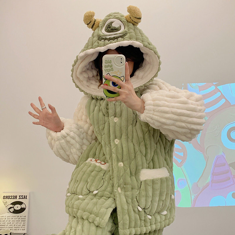 卡通睡衣女三层夹棉加厚加绒可爱甜美女士睡衣保暖套装家居服冬季,女士内衣/男士内衣/家居服,睡袍/浴袍,淘宝优惠券,粉丝福利购,淘宝优惠卷