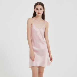 高端22姆米100%桑蚕丝真丝吊带睡裙女夏季 真丝睡衣吊带裙家居服女