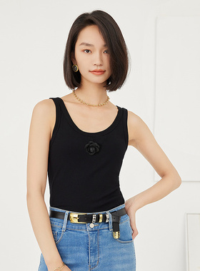 普普风山茶花U领背心PB3B21157S