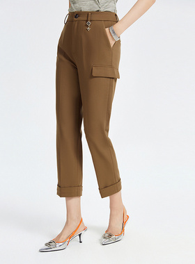 普普风帅气工装风八分直筒裤(配挂件)女2024秋季新款20290L