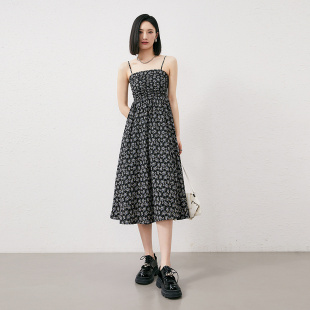 普普风假日度假风清爽小碎花吊带连衣裙女2024夏季 显瘦9101 新款