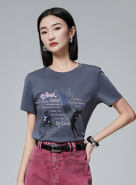 普普风趣味酷感印花宽松女2024秋季新款小个子气质百搭上衣21475