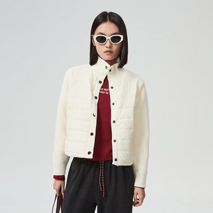 普普风商场同款2025年新款小个子设计感简约拼接轻薄棉服短外套女