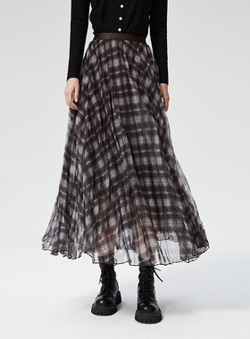 普普风商场同款2025年秋季格子半身裙复古格子气质百搭半裙女9737