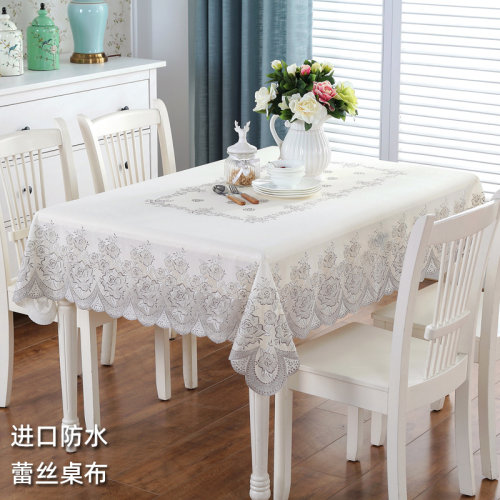 防水pvc桌布蕾丝长方形餐桌布