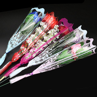 单只玫瑰花包装袋opp哑金线透明袋单枝花束鲜花包装纸材料塑料