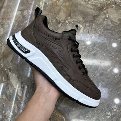 四季纯色皮面平底轻便舒适男鞋