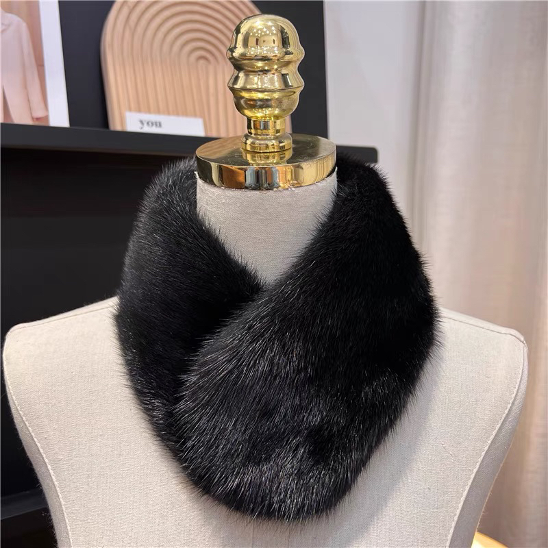 双面整皮水貂毛围巾男女保暖气质小母貂围脖整貂皮磁铁吸扣毛领冬