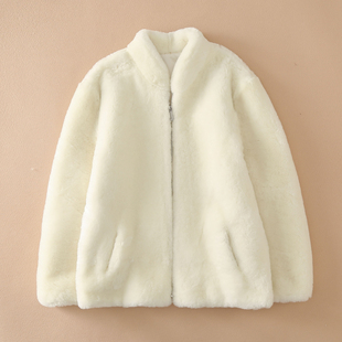 羊皮毛一体皮草外套上衣真皮毛原生态男女款 整皮立领拉链保暖宽松