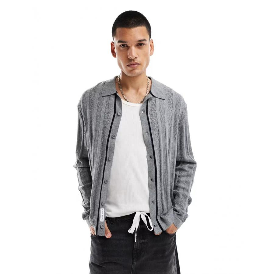 Z美女当家英国代购2025新款时尚条纹翻领通勤男士时尚长袖衬衣帅