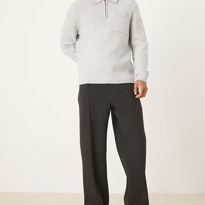 男士灰色宽松阔腿裤简约百搭