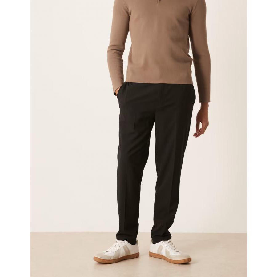 美女当家英国代购2025年秋黑色弹力锥型日常穿搭通勤风男装休闲裤