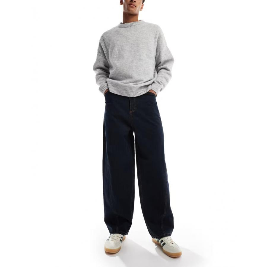 美女当家英国代购秋冬款深色直筒牛仔面料简约日常穿搭男装休闲裤