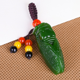 天然和田玉知了汽车钥匙吊坠男款玉蝉一鸣惊人挂钥匙扣挂坠女士