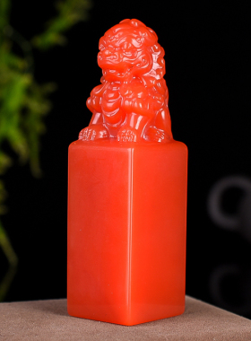天然和田玉印章雕刻玉狮
