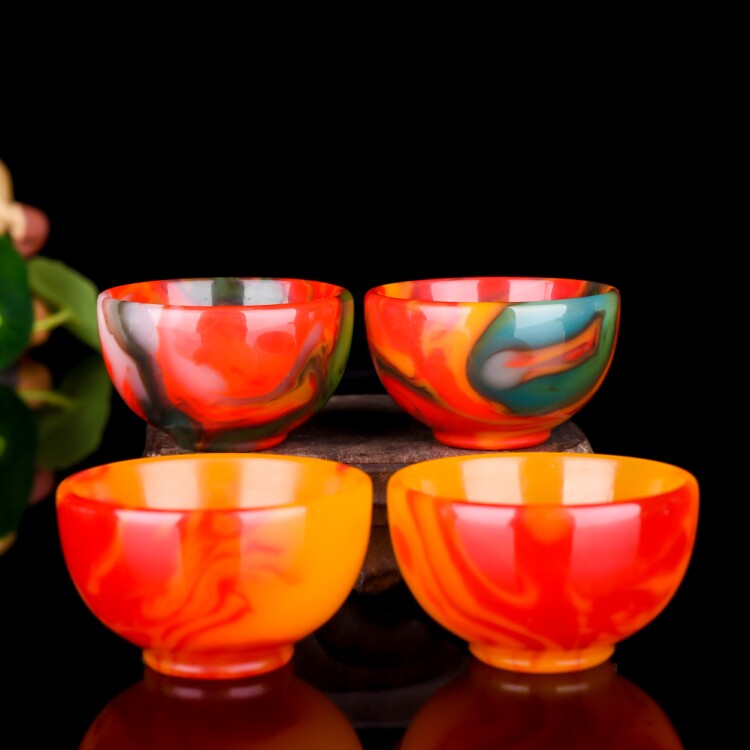 新品新疆和田玉彩玉功夫茶杯金丝玉碗酒杯鸡血天然玉石茶具玉杯子