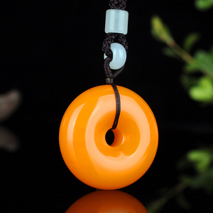 天然新疆和田玉黄玉玉平安扣玉吊坠男女款挂件项链玉佩项链护身符