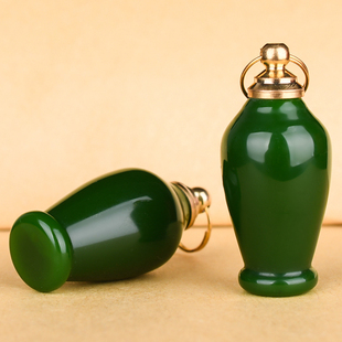 天然新疆和田玉碧玉鼻烟壶吊坠挂件平平安安玉瓶项链玉坠平安玉坠