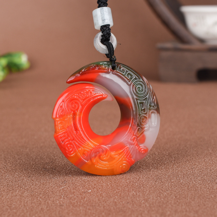 天然和田玉彩玉时来运转吊坠平安扣玉项链男女款扭转乾坤玉挂件