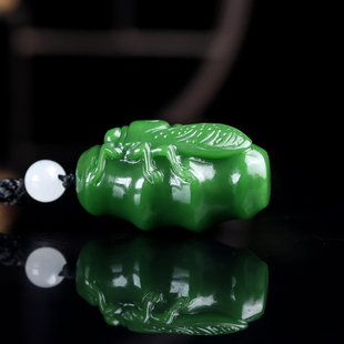 天然和田玉碧玉知了玉蝉手把件菠菜绿玉石一鸣惊人挂件把玩件玉器