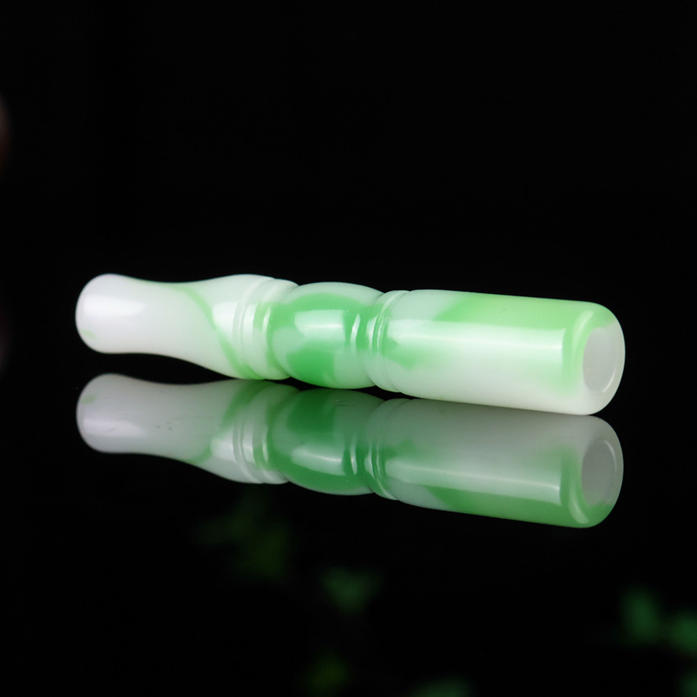 天然和田玉翠青料烟嘴手把件精品烟杆老烟嘴烟枪旱烟袋玉石烟嘴