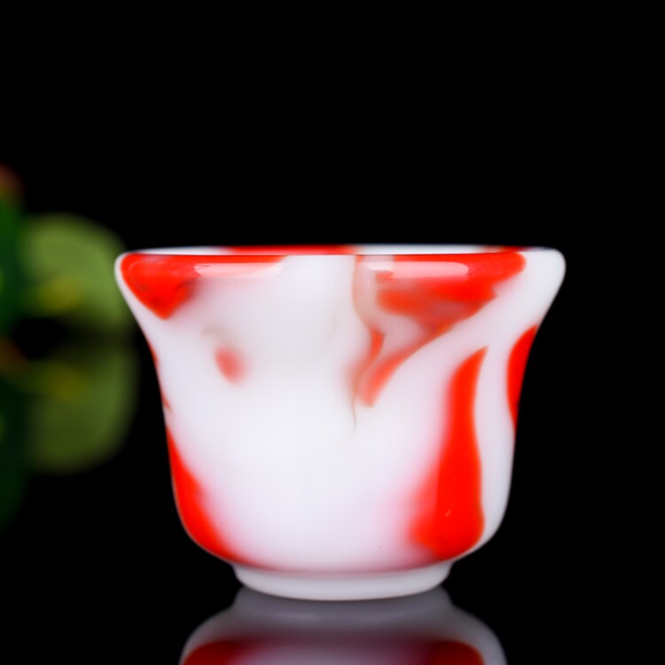 新疆和田玉茶杯酒杯金丝玉功夫茶杯彩玉水杯摆件天然玉石