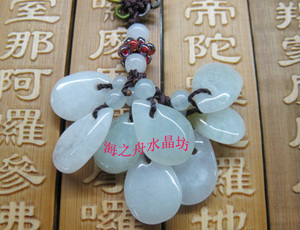天然翡翠l玉寿桃手机吊坠/翡翠玉寿桃手机挂件//