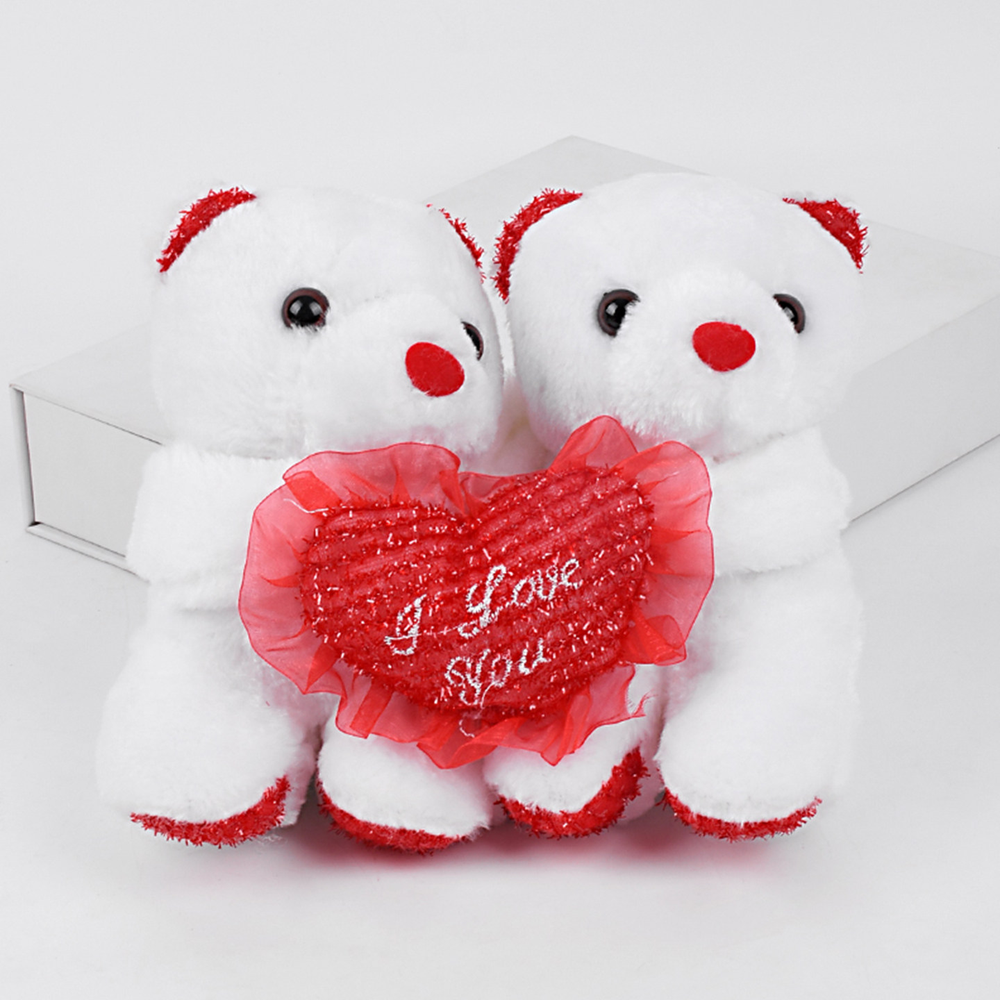 婚车装饰情侣抱心熊公仔个性创意装扮花车结婚主婚车头娃娃花艺