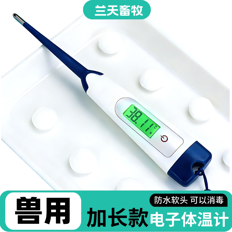 【绿光大屏】兽用电子体温计加长动物兽用体温计大屏体温表养殖大