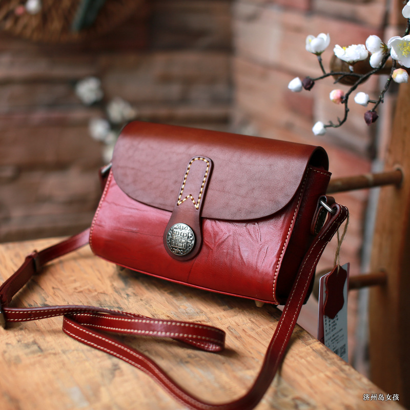 时尚头层牛皮真皮女包